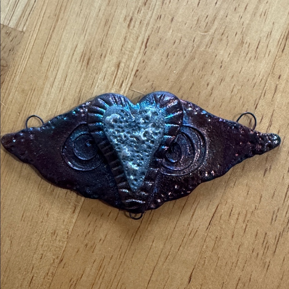Artisan Wing Heart Pendant Raku pottery